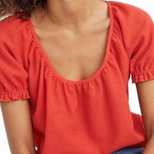 Madewell Texture and Thread Red Peasant Top Labelled Size XXS